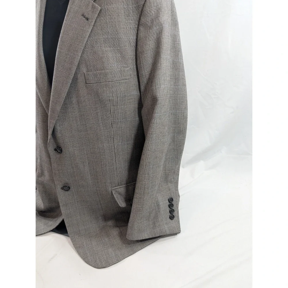 Jos. A. Bank Blazer Coat Suit Jacket 100%‎ Wool Glenn Check Plaid 46R 48